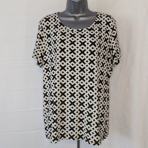 Jones New York Black Cream Short Sleeve Women's XL